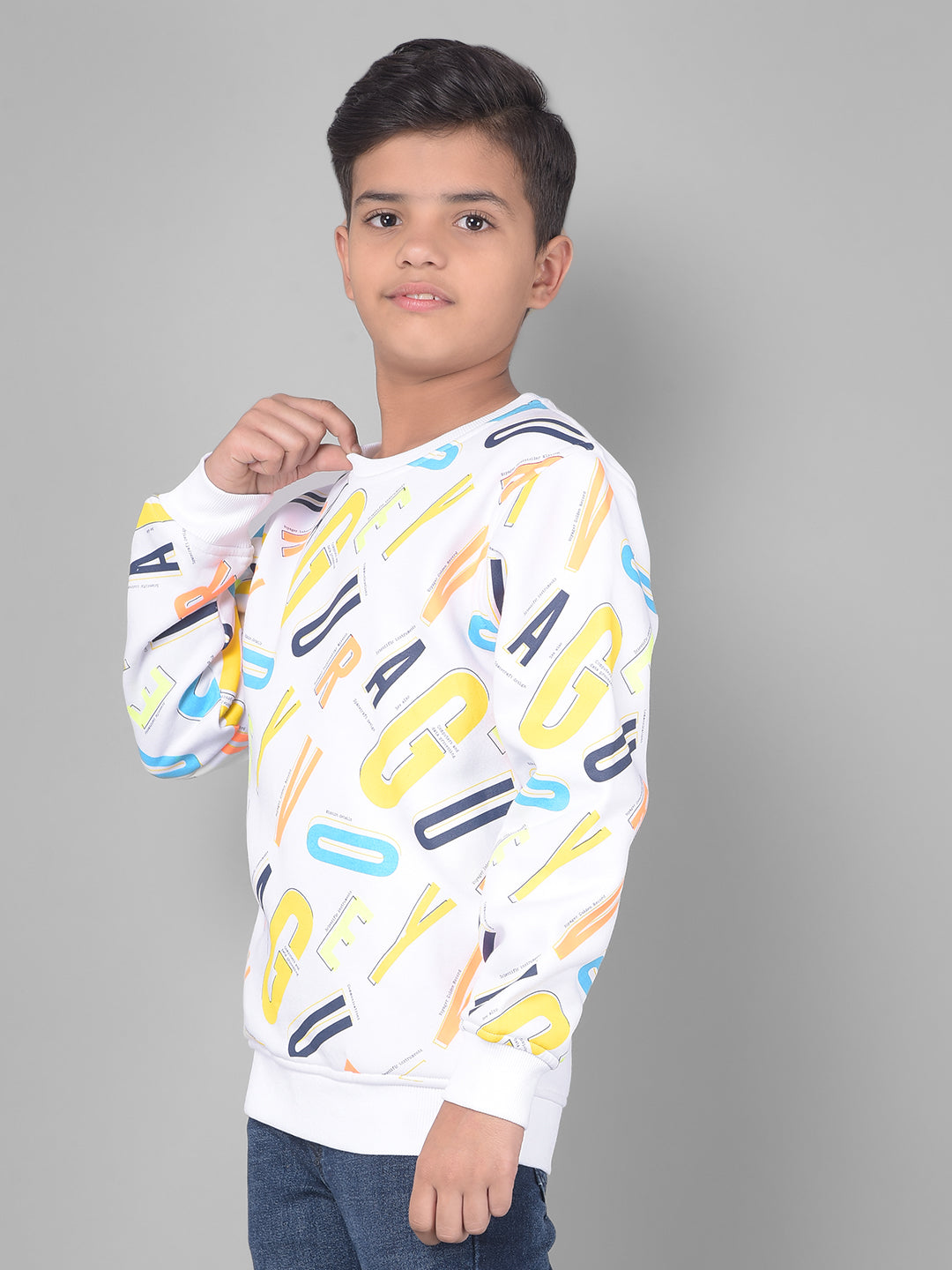 White Printed Sweatshirt-Boys Sweatshirts-Crimsoune Club