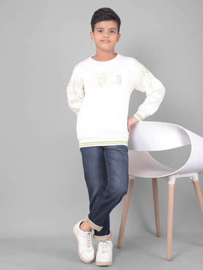 White Printed Sweatshirt-Boys Sweatshirts-Crimsoune Club