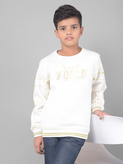 White Printed Sweatshirt-Boys Sweatshirts-Crimsoune Club