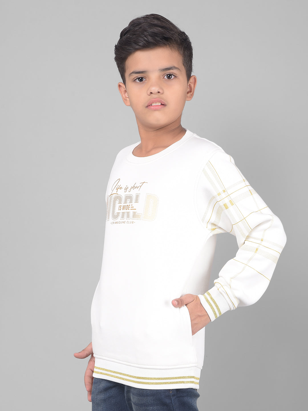 White Printed Sweatshirt-Boys Sweatshirts-Crimsoune Club