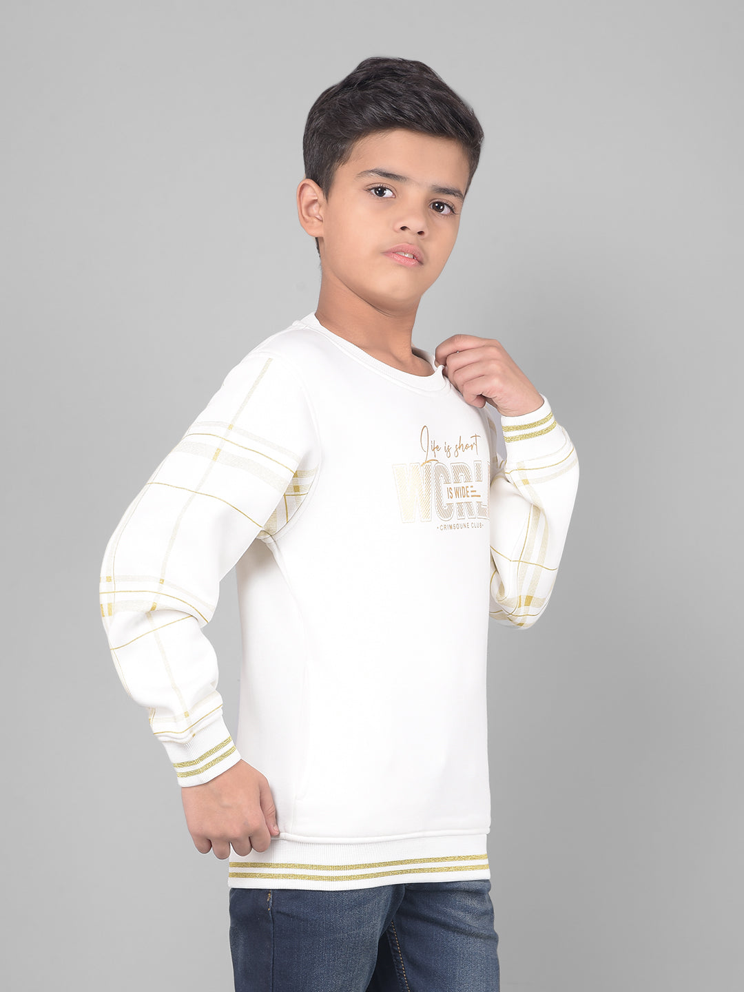 White Printed Sweatshirt-Boys Sweatshirts-Crimsoune Club