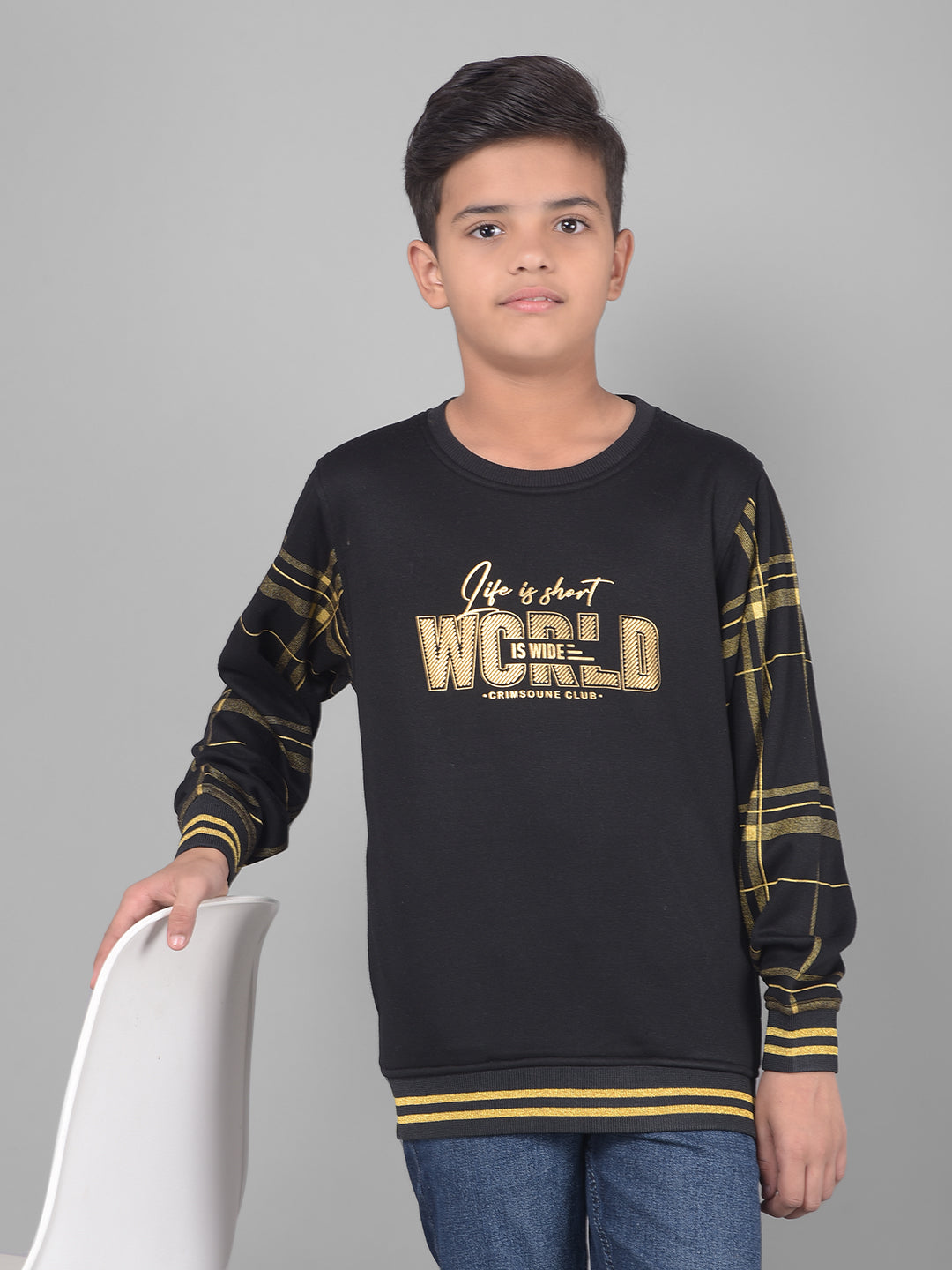 Black Printed Sweatshirt-Boys Sweatshirts-Crimsoune Club