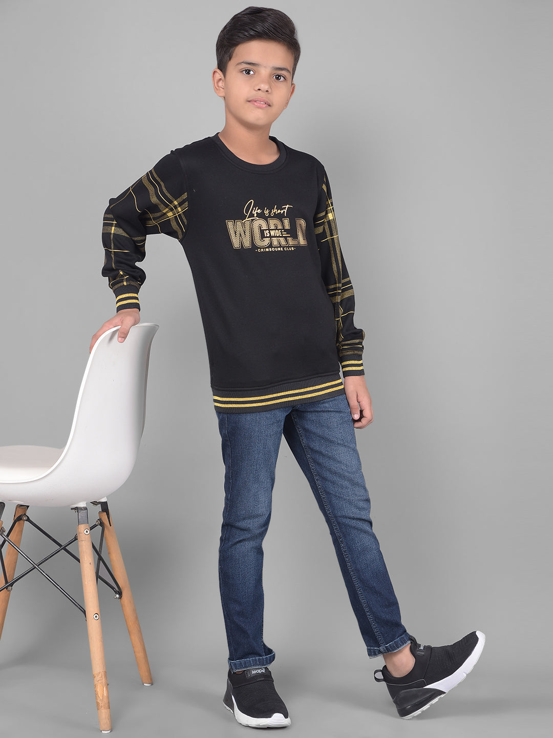 Black Printed Sweatshirt-Boys Sweatshirts-Crimsoune Club