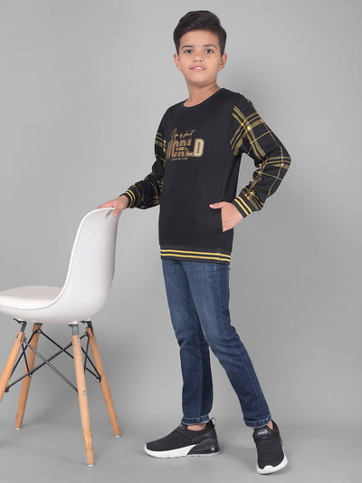 Black Printed Sweatshirt-Boys Sweatshirts-Crimsoune Club