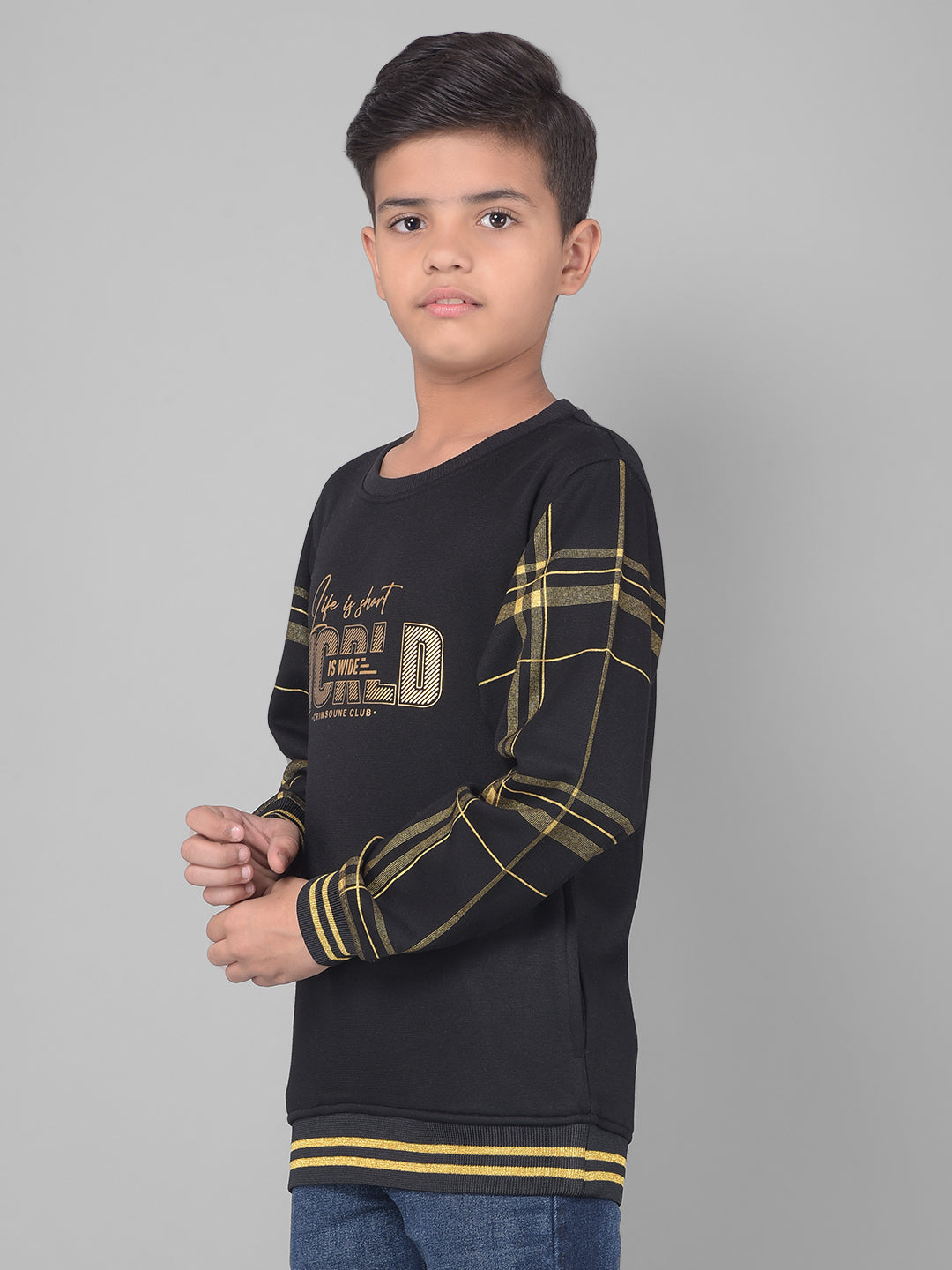 Black Printed Sweatshirt-Boys Sweatshirts-Crimsoune Club