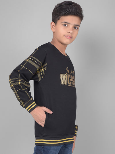 Black Printed Sweatshirt-Boys Sweatshirts-Crimsoune Club