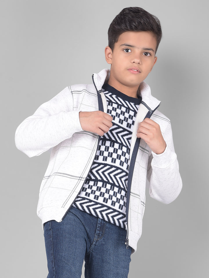 White Checked Sweatshirt-Boys Sweatshirts-Crimsoune Club
