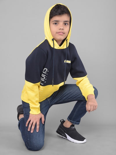 Yellow Colourblocked Hooded Sweatshirt-Boys Sweatshirts-Crimsoune Club