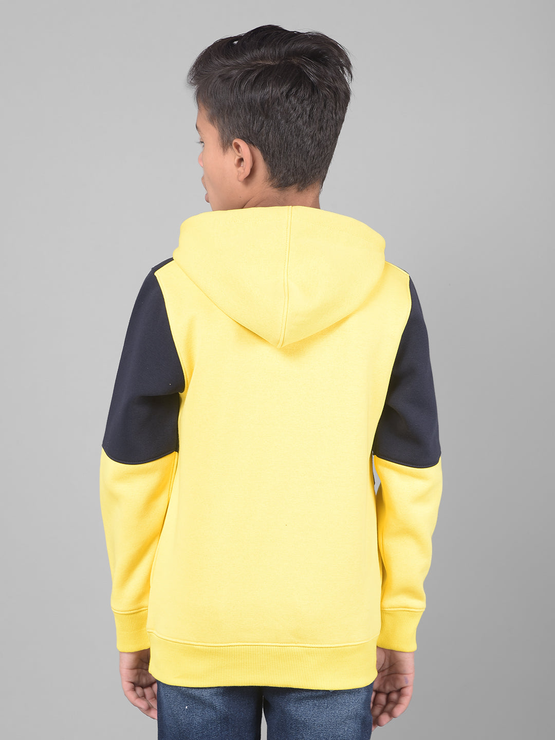 Yellow Colourblocked Hooded Sweatshirt-Boys Sweatshirts-Crimsoune Club