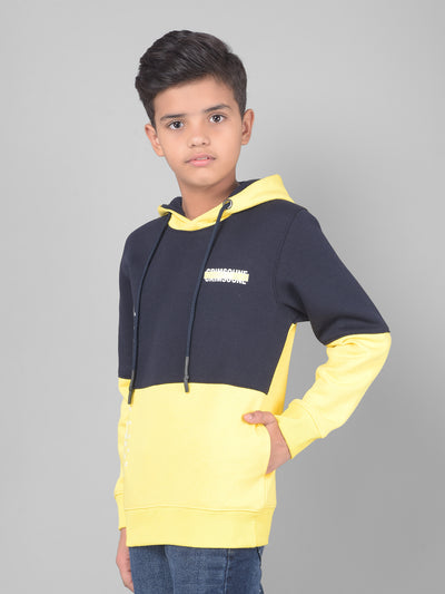 Yellow Colourblocked Hooded Sweatshirt-Boys Sweatshirts-Crimsoune Club