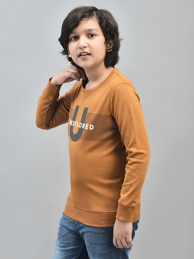 Mustard Printed Sweatshirt-Boys Sweatshirts-Crimsoune Club