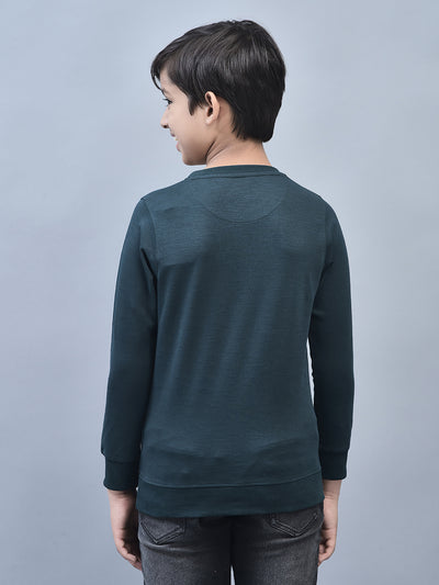 Green Printed Sweat Shirt-Boys Sweatshirts-Crimsoune Club