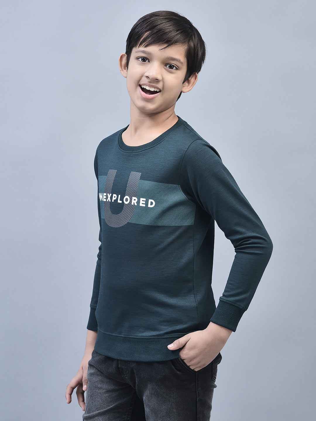 Green Printed Sweat Shirt-Boys Sweatshirts-Crimsoune Club