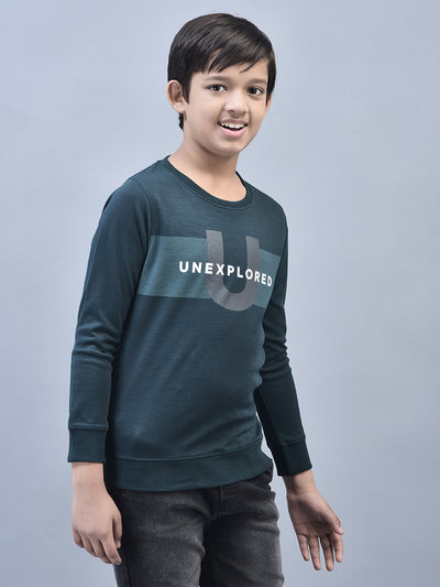 Green Printed Sweat Shirt-Boys Sweatshirts-Crimsoune Club