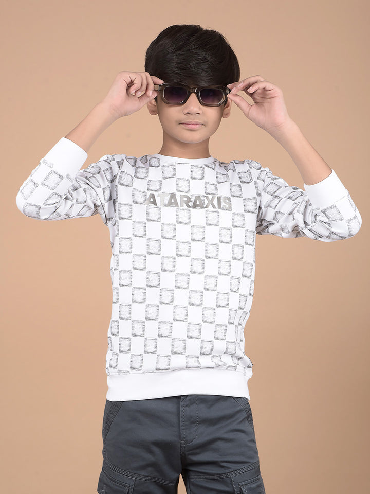 White Printed Sweatshirt-Boys Sweatshirts-Crimsoune Club