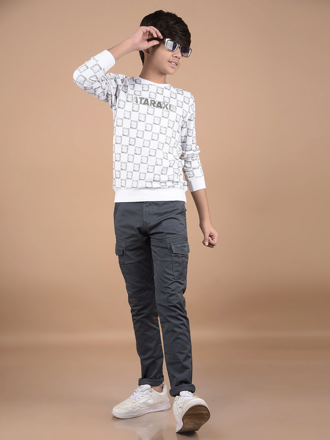 White Printed Sweatshirt-Boys Sweatshirts-Crimsoune Club