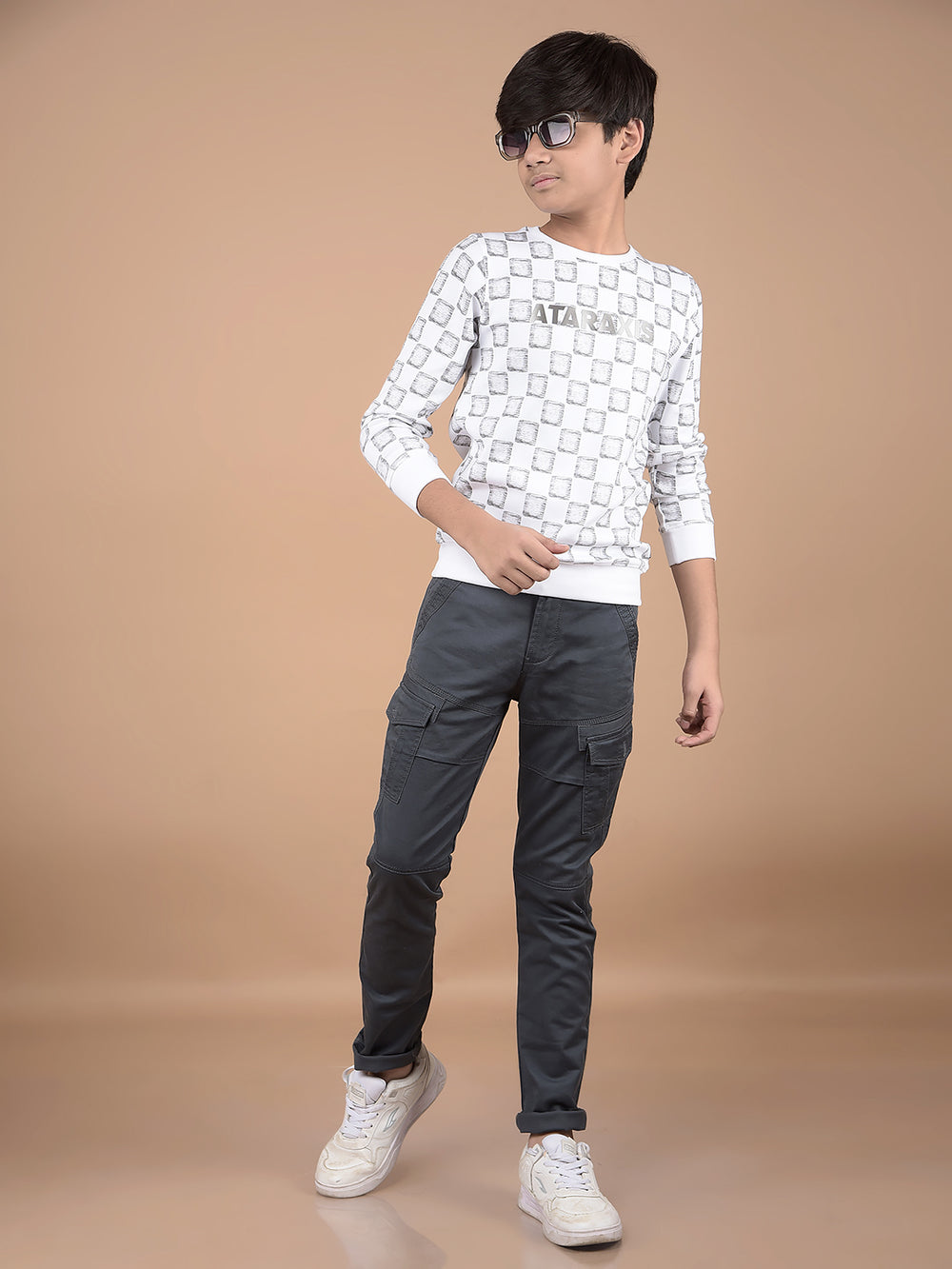 White Printed Sweatshirt-Boys Sweatshirts-Crimsoune Club