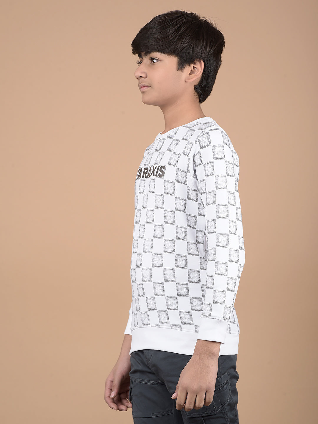 White Printed Sweatshirt-Boys Sweatshirts-Crimsoune Club