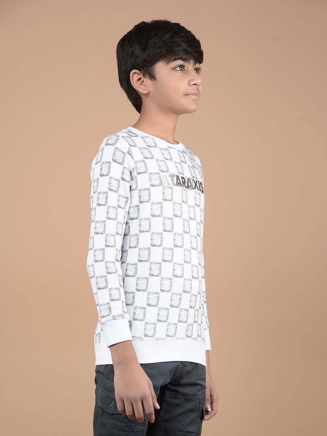 White Printed Sweatshirt-Boys Sweatshirts-Crimsoune Club