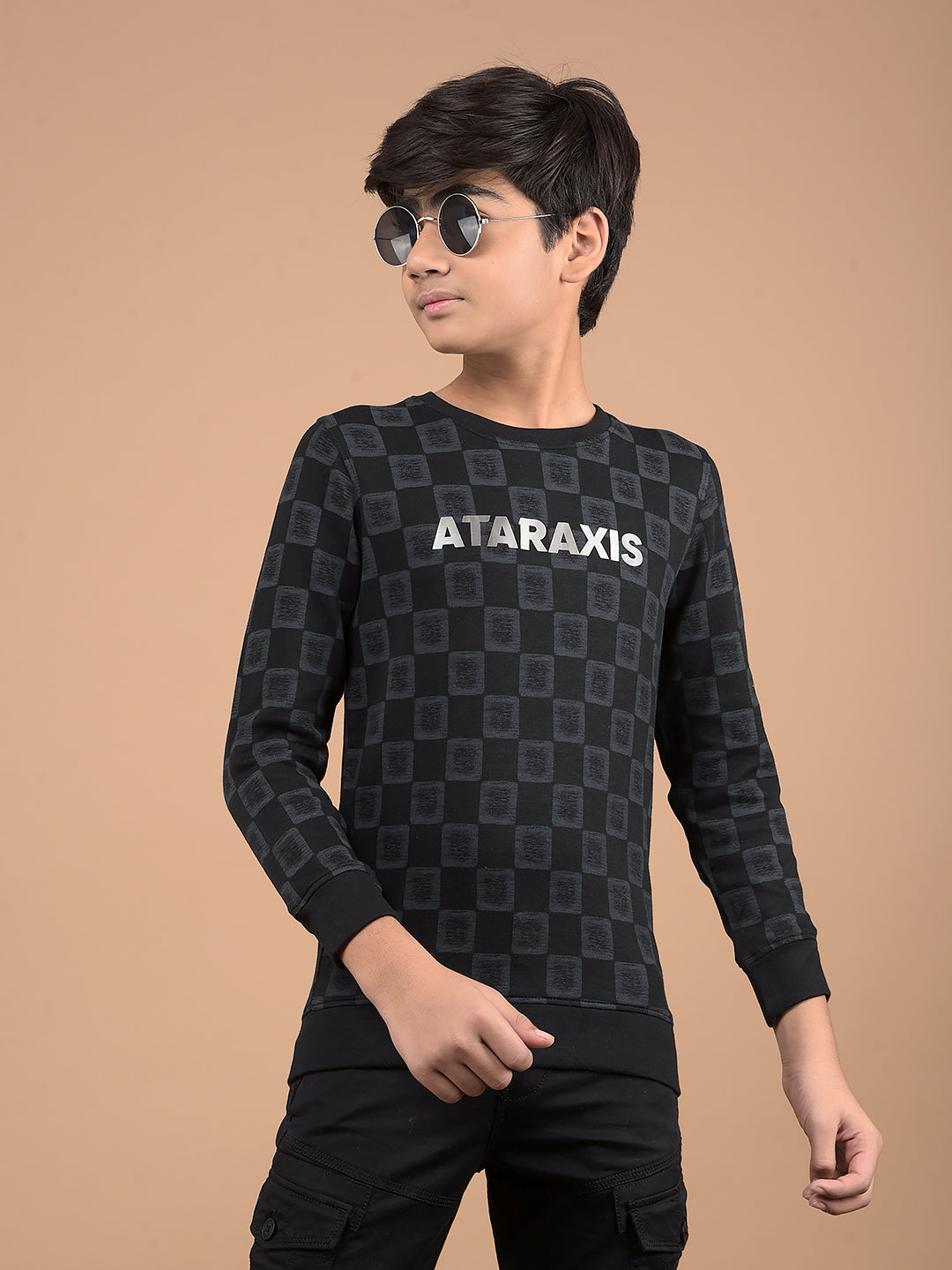 Black Printed Sweatshirt-Boys Sweatshirts-Crimsoune Club