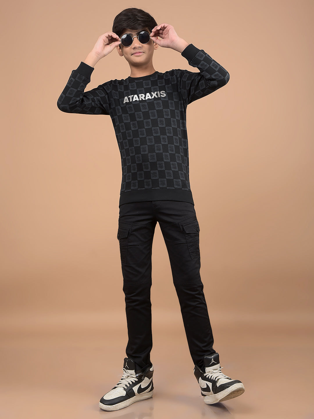 Black Printed Sweatshirt-Boys Sweatshirts-Crimsoune Club
