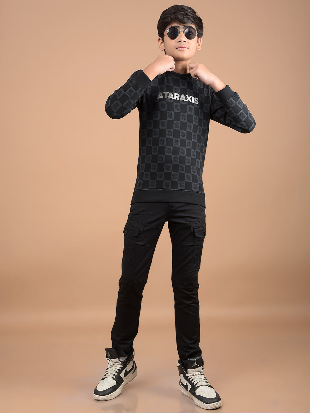 Black Printed Sweatshirt-Boys Sweatshirts-Crimsoune Club