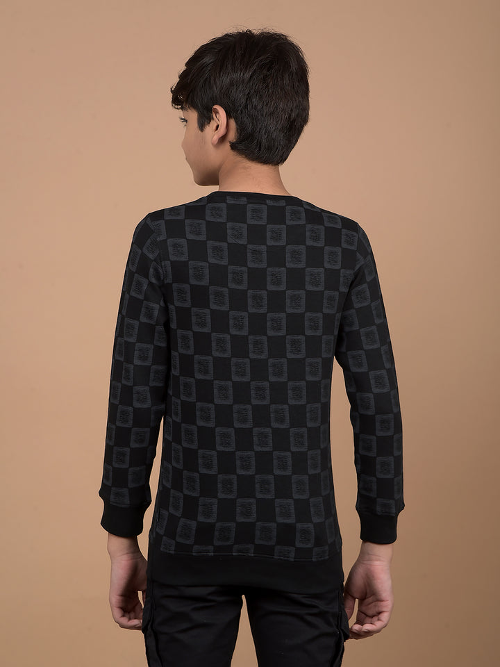 Black Printed Sweatshirt-Boys Sweatshirts-Crimsoune Club