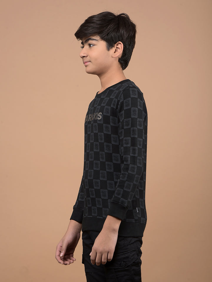 Black Printed Sweatshirt-Boys Sweatshirts-Crimsoune Club