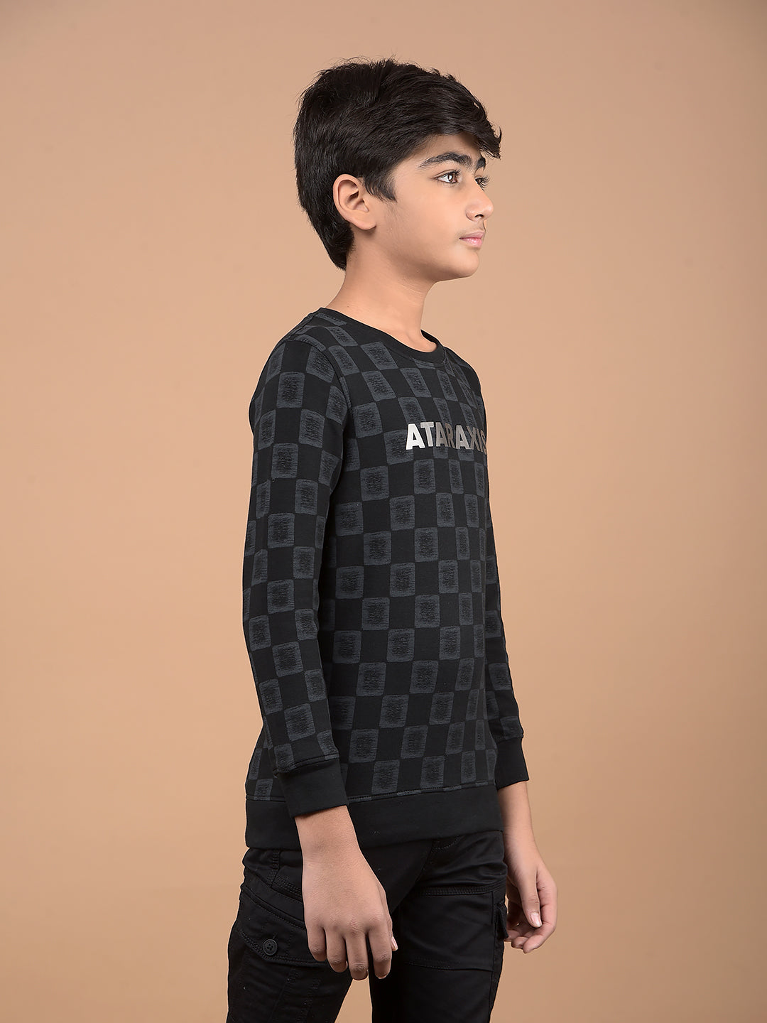 Black Printed Sweatshirt-Boys Sweatshirts-Crimsoune Club