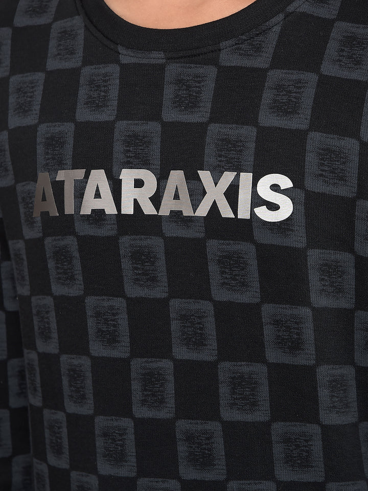 Black Printed Sweatshirt-Boys Sweatshirts-Crimsoune Club