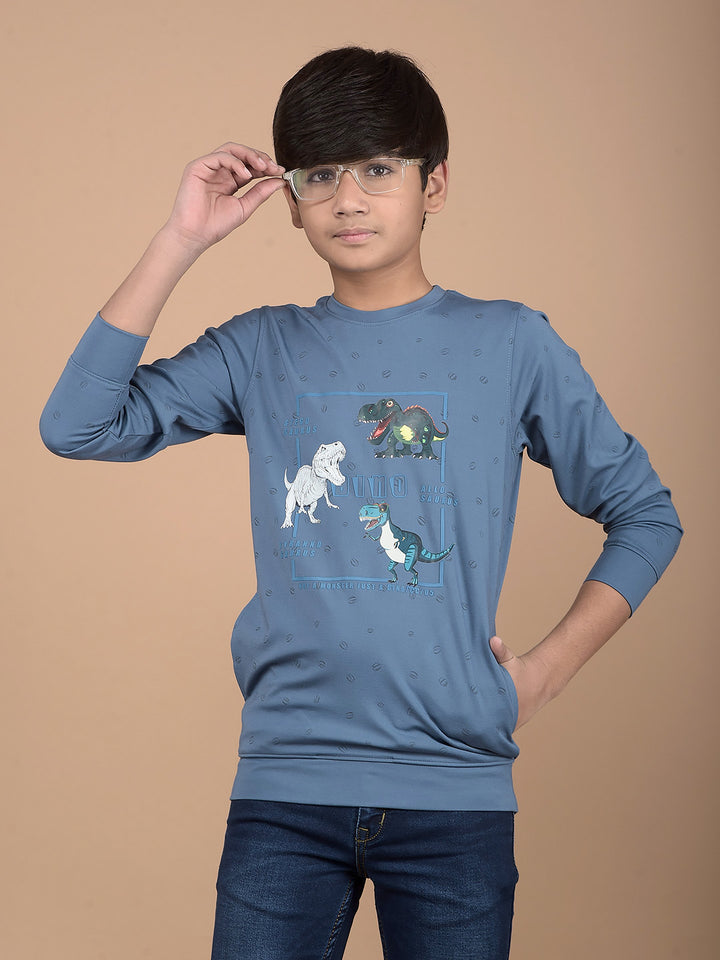 Blue Graphic Print Sweatshirt-Boys Sweatshirts-Crimsoune Club