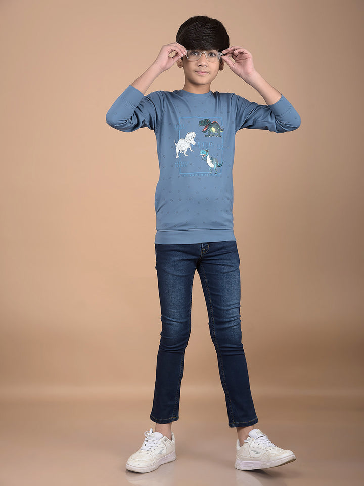 Blue Graphic Print Sweatshirt-Boys Sweatshirts-Crimsoune Club