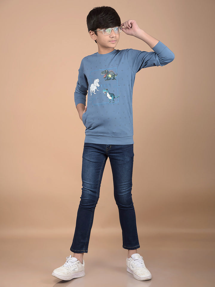 Blue Graphic Print Sweatshirt-Boys Sweatshirts-Crimsoune Club