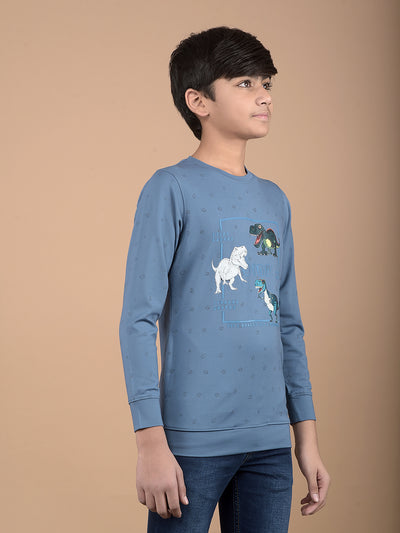Blue Graphic Print Sweatshirt-Boys Sweatshirts-Crimsoune Club