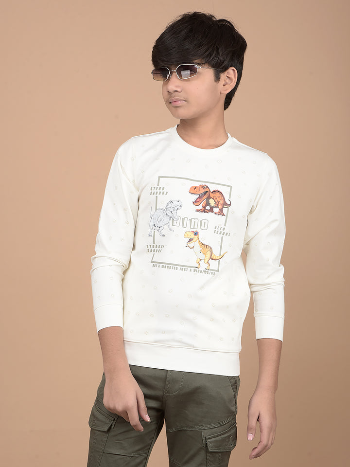 White Graphic Print Sweatshirt-Boys Sweatshirts-Crimsoune Club