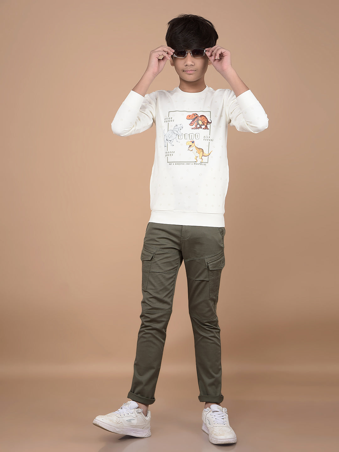 White Graphic Print Sweatshirt-Boys Sweatshirts-Crimsoune Club