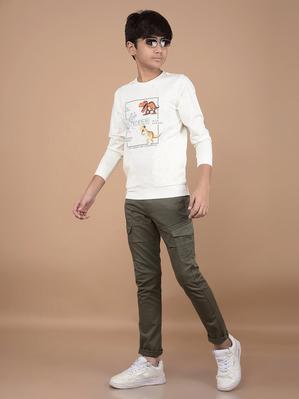 White Graphic Print Sweatshirt-Boys Sweatshirts-Crimsoune Club