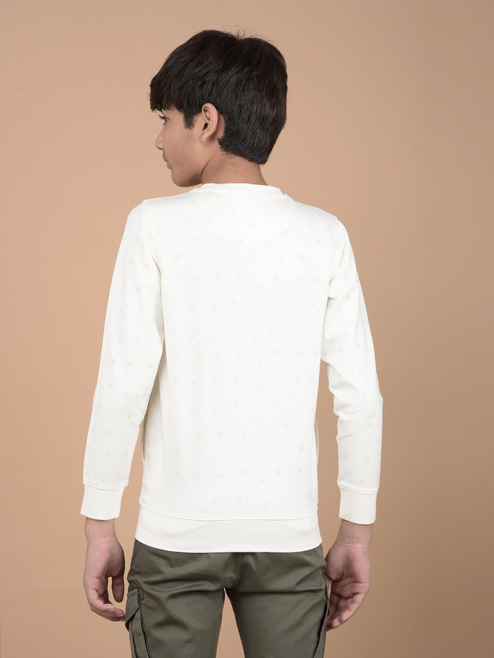 White Graphic Print Sweatshirt-Boys Sweatshirts-Crimsoune Club