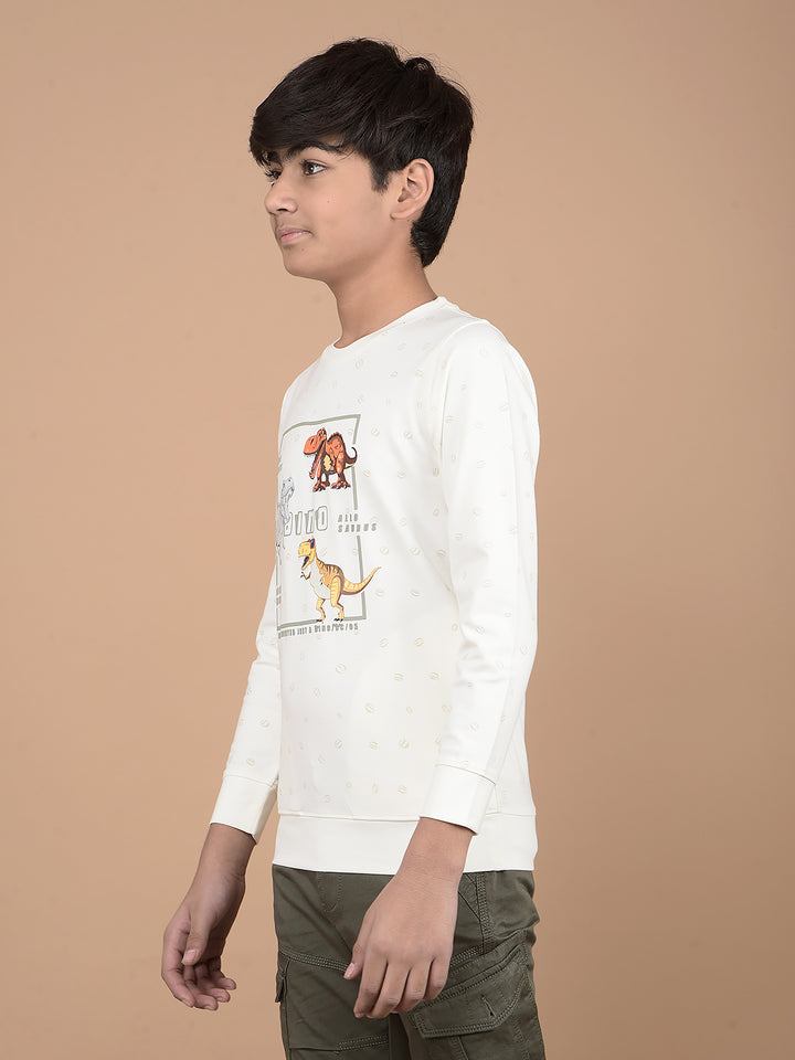 White Graphic Print Sweatshirt-Boys Sweatshirts-Crimsoune Club