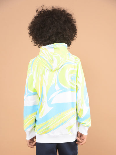 Green Graphic Print Hooded Sweatshirt-Boy Sweatshirts-Crimsoune Club