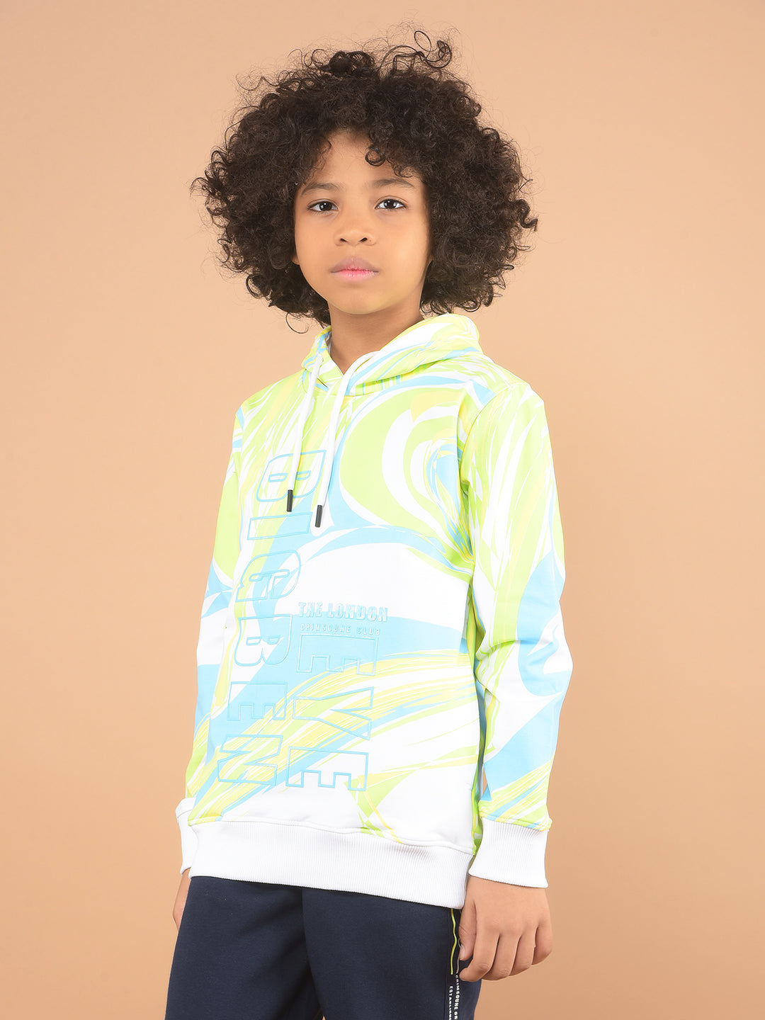 Green Graphic Print Hooded Sweatshirt-Boy Sweatshirts-Crimsoune Club