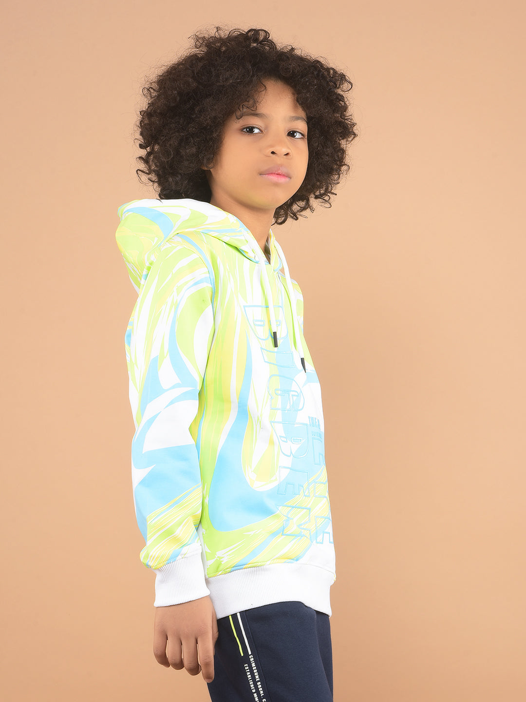 Green Graphic Print Hooded Sweatshirt-Boy Sweatshirts-Crimsoune Club