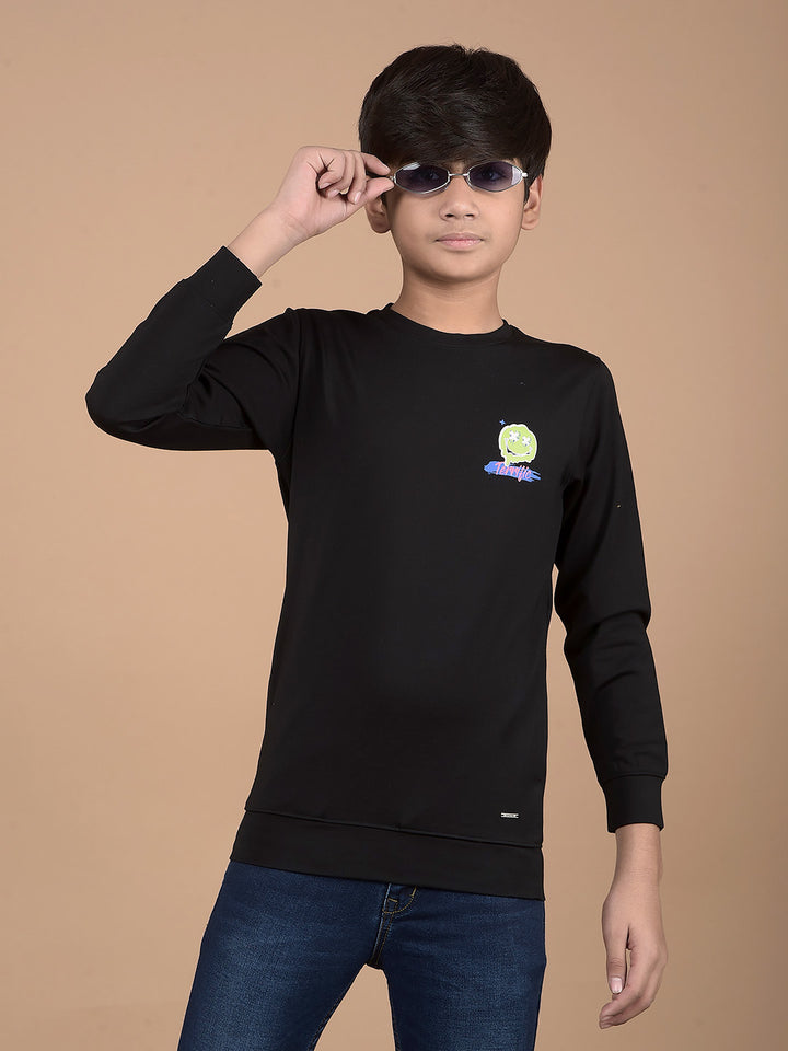 Black Graphic Print Sweatshirt-Boys Sweatshirts-Crimsoune Club