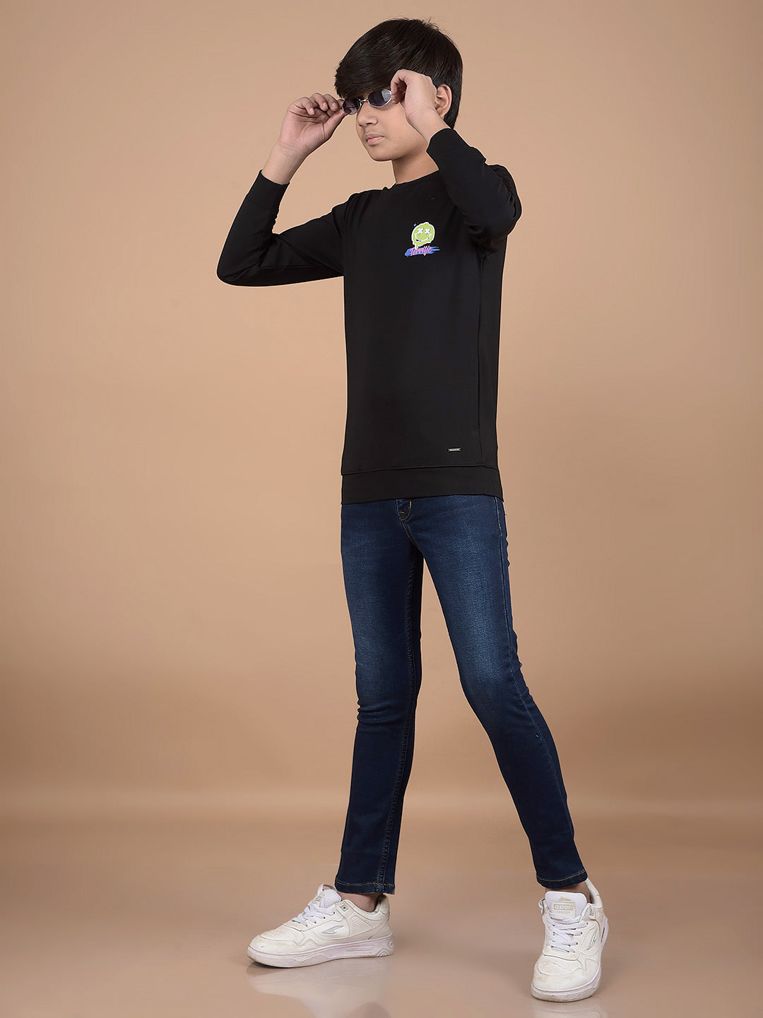 Black Graphic Print Sweatshirt-Boys Sweatshirts-Crimsoune Club