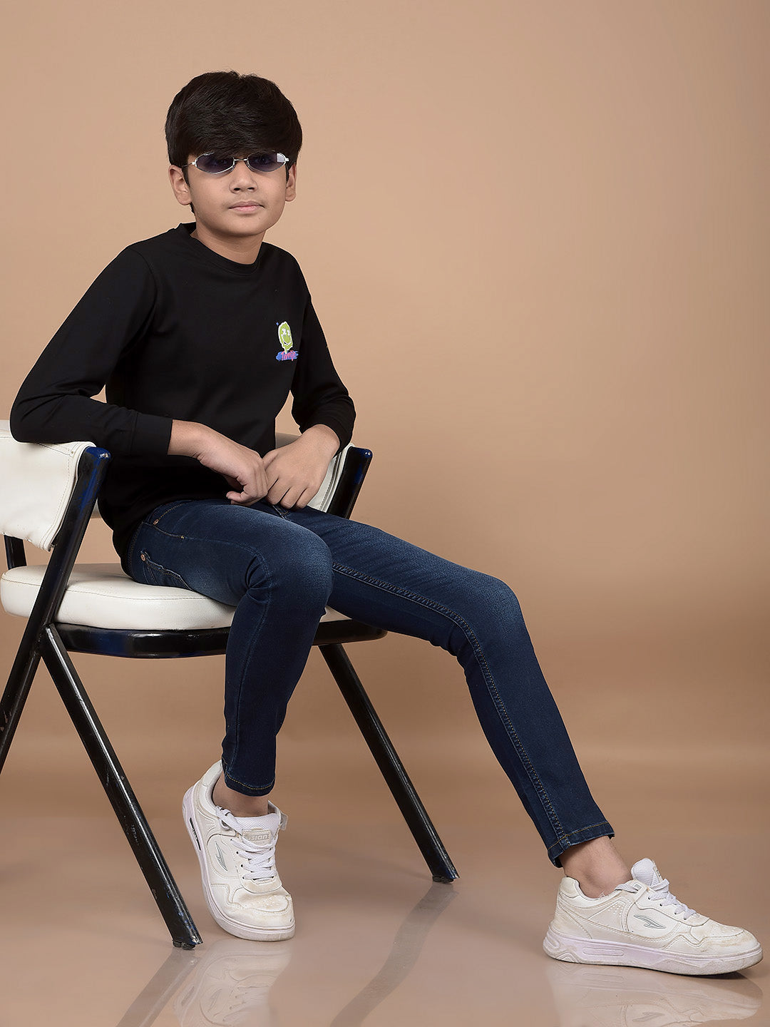 Black Graphic Print Sweatshirt-Boys Sweatshirts-Crimsoune Club