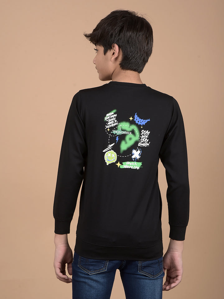 Black Graphic Print Sweatshirt-Boys Sweatshirts-Crimsoune Club