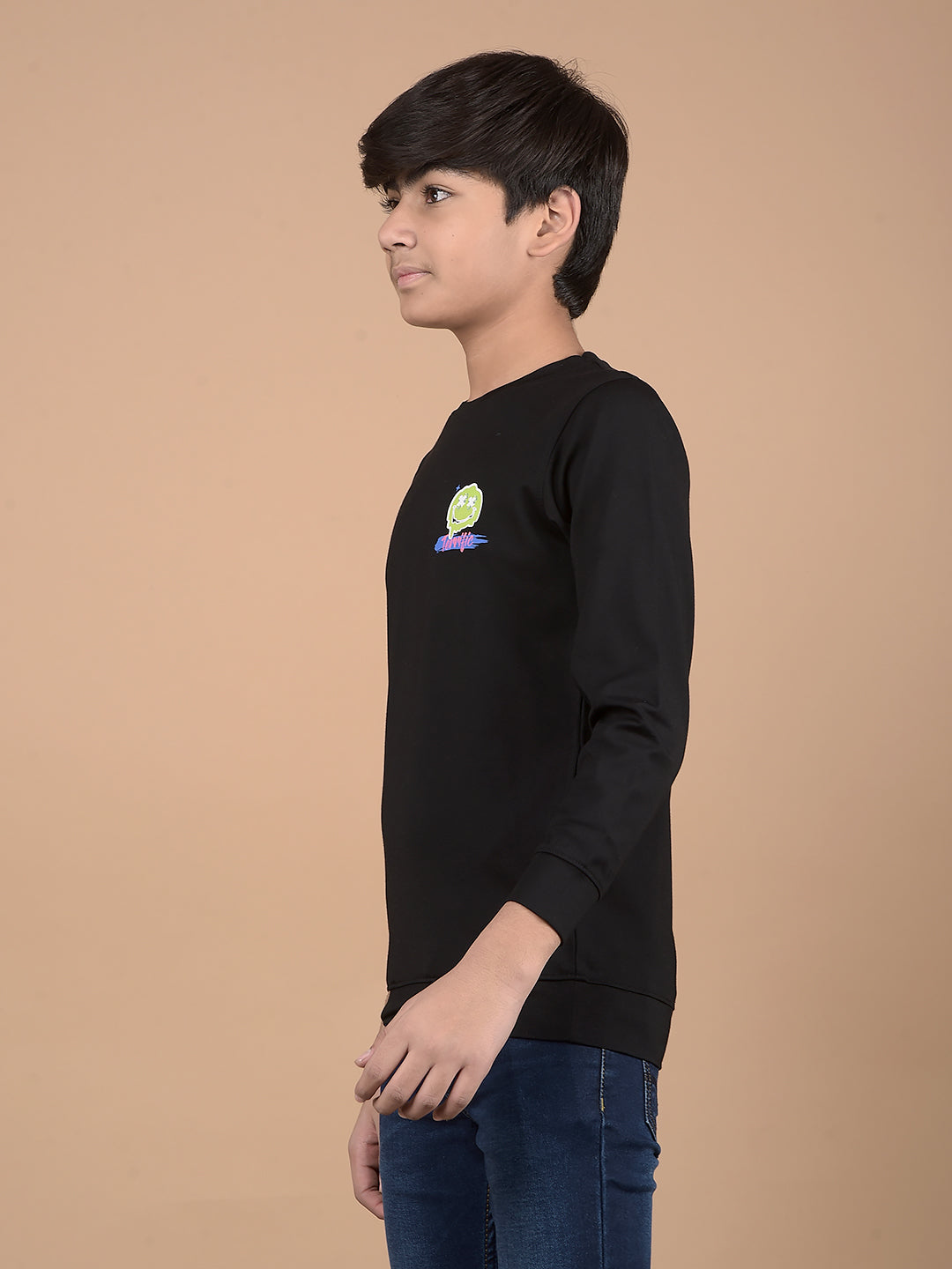 Black Graphic Print Sweatshirt-Boys Sweatshirts-Crimsoune Club
