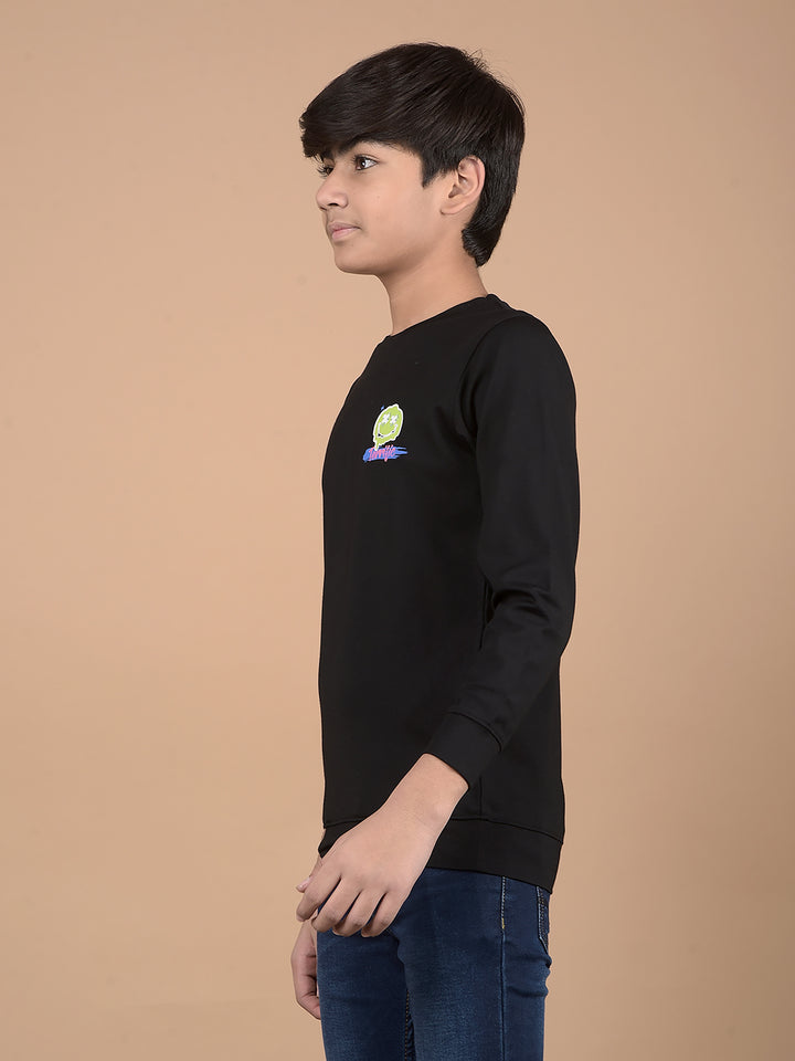 Black Graphic Print Sweatshirt-Boys Sweatshirts-Crimsoune Club