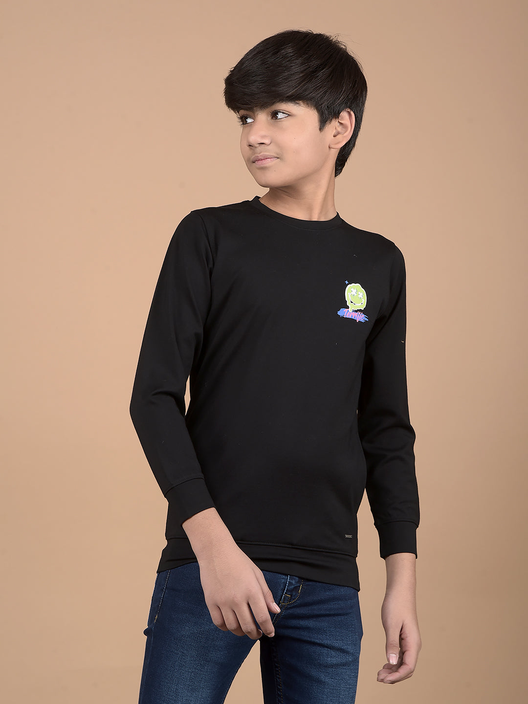 Black Graphic Print Sweatshirt-Boys Sweatshirts-Crimsoune Club