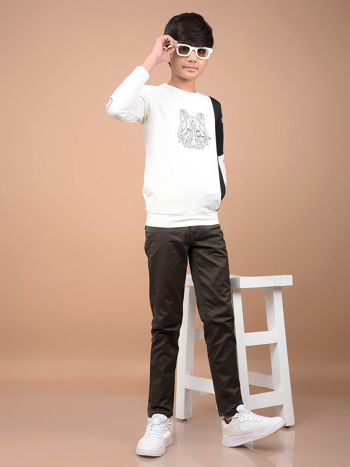 White Graphic Print Sweatshirt-Boys Sweatshirts-Crimsoune Club